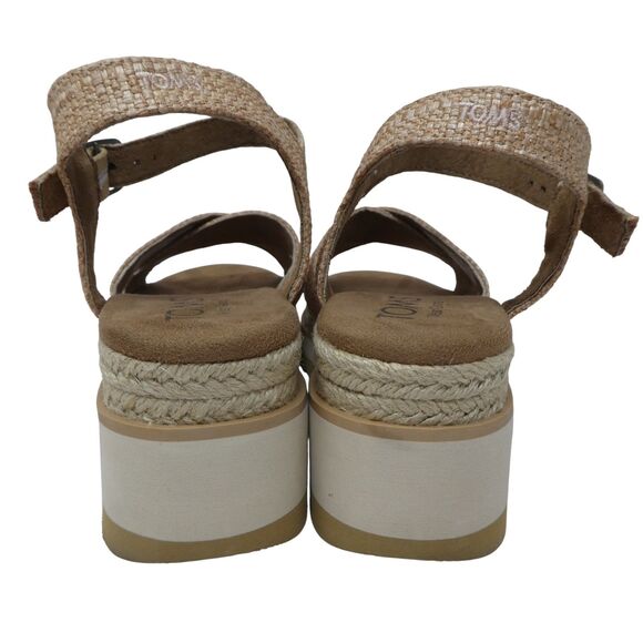 Toms Noelani Tan Open Toe Platform Wedge Heel Sandals - Picture 9 of 13